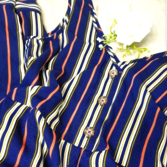 Navy striped jumpsuit - Picture 1 of 9